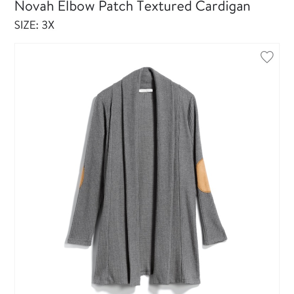 Gray knit sweater with elbow patches